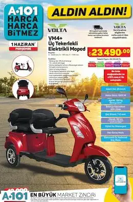 VOLTA VM4+ ÜÇ TEKERLEKLİ ELEKTRİKLİ MOPED VOLTA VM4+ ÜÇ TEKERLEKLİ ELEKTRİKLİ MOPED